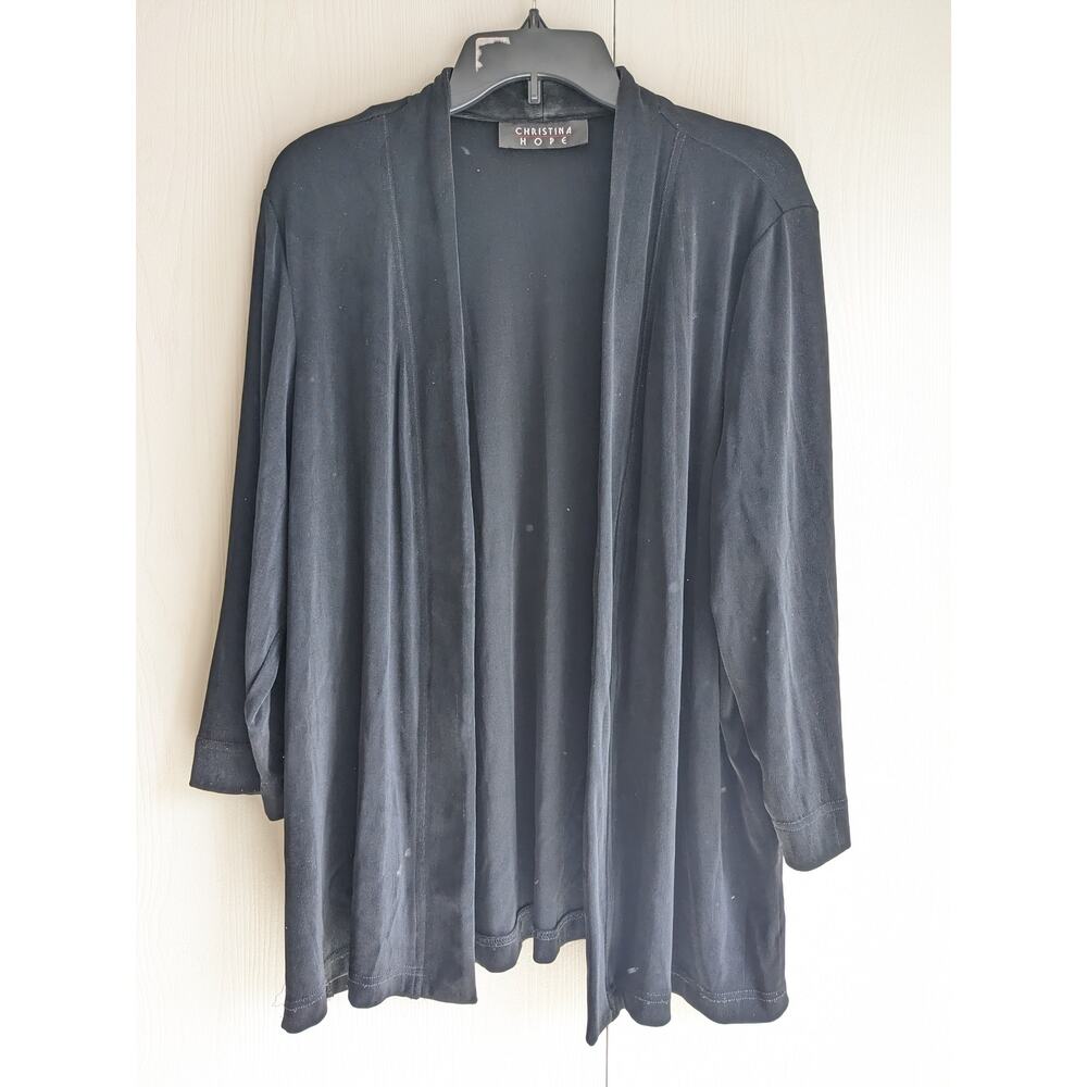 Christina Hope Women's Black Long Sleeve Open Front Duster Cardigan Size XL